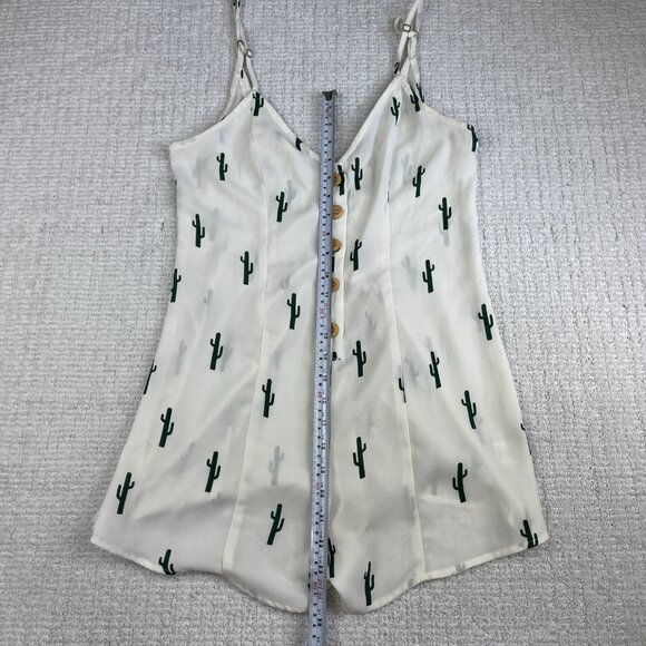 Show Me Your Mumu Remy Romper White/Cream Green Cactus AOP Button Size Small - Picture 10 of 16